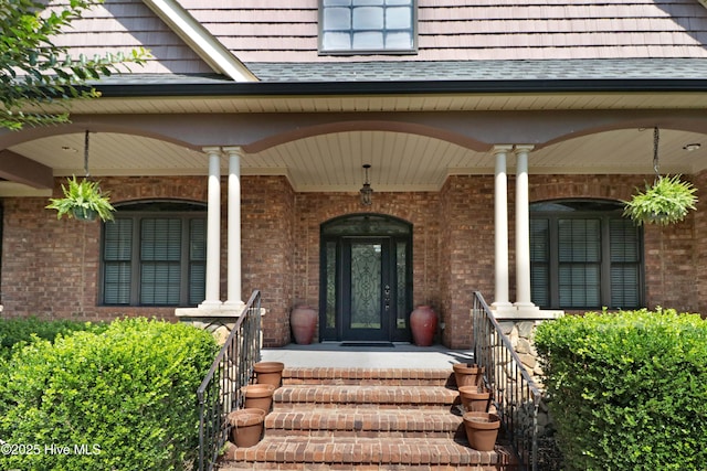 207 Hooping Crane Ln, Goldsboro, NC 27530 - view of exterior entry featuring covered porch and brick siding