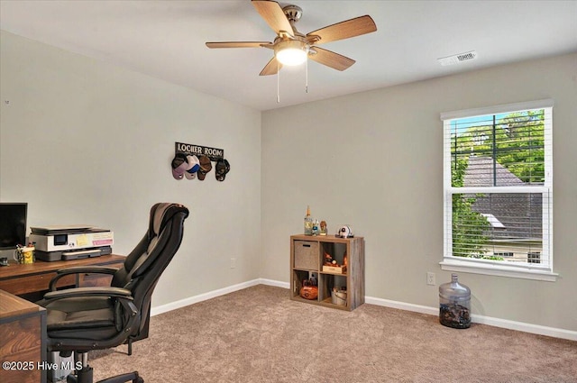 1114 Treyburn Ct NW, Calabash, NC 28467 - carpeted office space with a ceiling fan and baseboards
