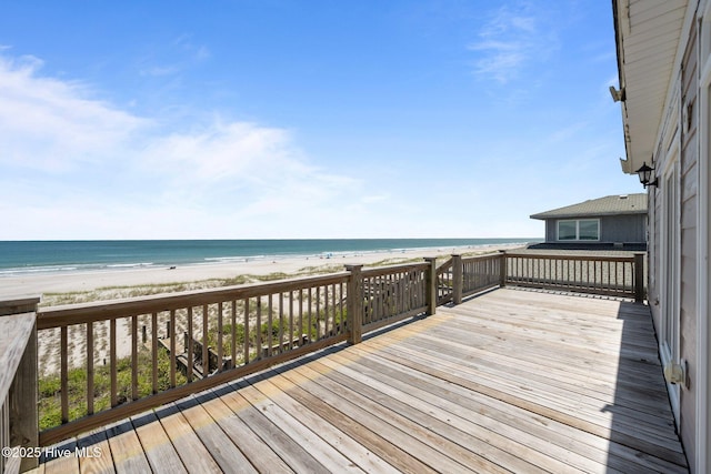 905 N Anderson Blvd, Topsail Beach, NC 28445 - wooden deck with view of water and beach