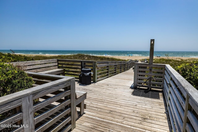 2008 E Fort Macon Rd Unit A-1, Atlantic Beach, NC 28512 - wooden terrace featuring view of water and beach