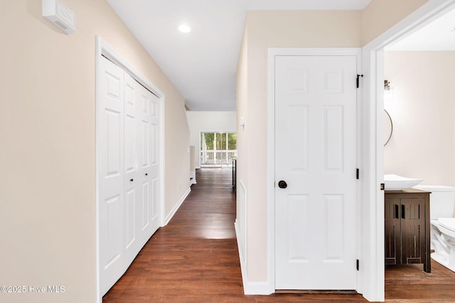 562 Anchor Way, Kure Beach, NC 28449 - hallway with wood finished floors, recessed lighting, and baseboards