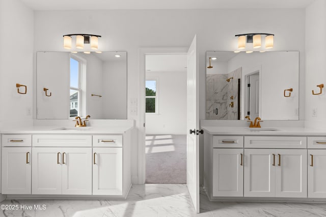 3924 Watersail Dr Unit 88, Wilmington, NC 28409 - bathroom with marble finish flooring, a marble finish shower, and two vanities