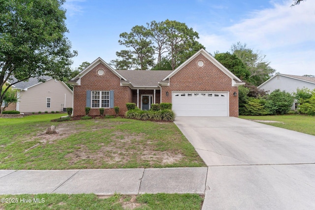 817 Glenarthur Dr, Wilmington, NC 28412 - view of front of property featuring an attached garage, brick siding, a front lawn, and concrete driveway