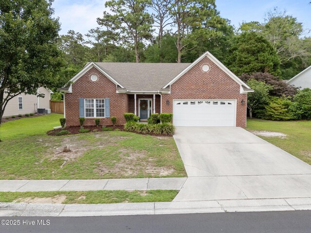 817 Glenarthur Dr, Wilmington, NC 28412 - single story home featuring brick siding, an attached garage, a front lawn, and concrete driveway
