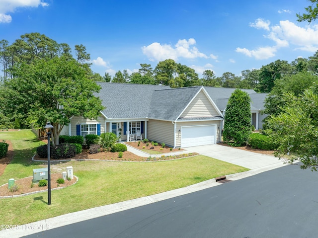 5018 Summerswell Ln, Southport, NC 28461 - view of front of house with an attached garage, concrete driveway, a front lawn, and roof with shingles