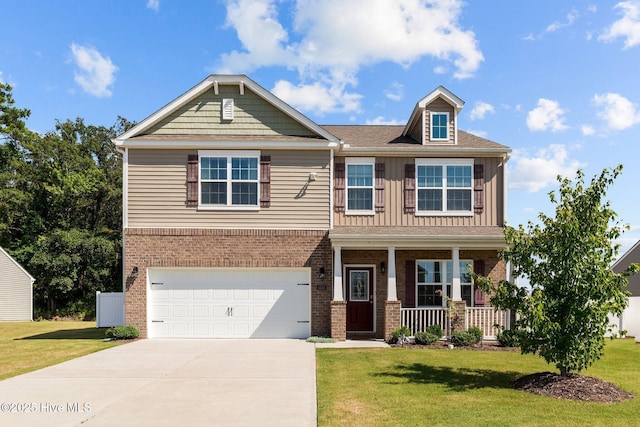 4345 Nine Iron Dr, Ayden, NC 28513 - craftsman inspired home featuring a porch, a front lawn, and concrete driveway