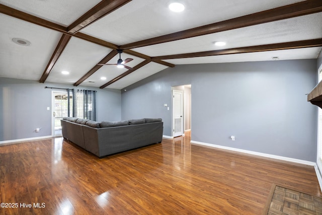 716 Shadowridge Rd, Jacksonville, NC 28546 - living room with a ceiling fan, baseboards, wood finished floors, and recessed lighting