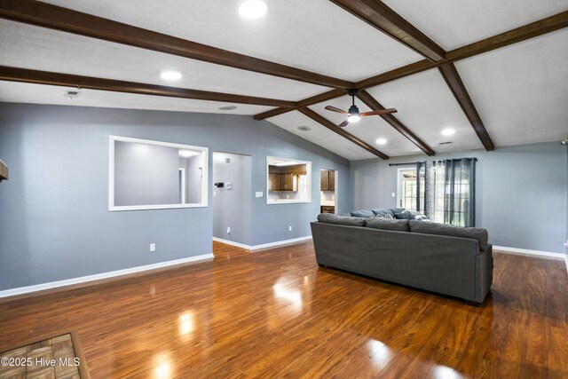 716 Shadowridge Rd, Jacksonville, NC 28546 - living area with ceiling fan, baseboards, wood finished floors, and recessed lighting