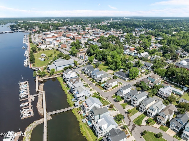 233 E Water St, Washington, NC 27889 - aerial view of property's location with a large body of water and nearby suburban area