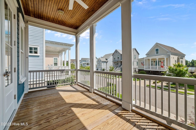233 E Water St, Washington, NC 27889 - wooden terrace featuring a residential view and ceiling fan