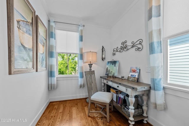 233 E Water St, Washington, NC 27889 - office space with baseboards, wood finished floors, and crown molding