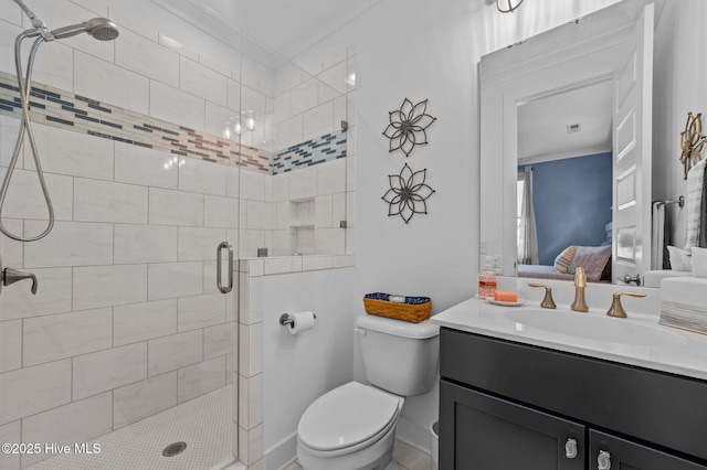 233 E Water St, Washington, NC 27889 - full bathroom featuring connected bathroom, vanity, toilet, and a shower stall