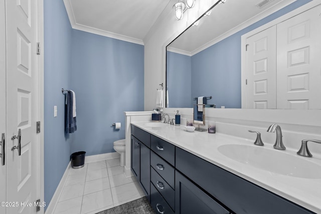233 E Water St, Washington, NC 27889 - full bath with double vanity, crown molding, toilet, and baseboards