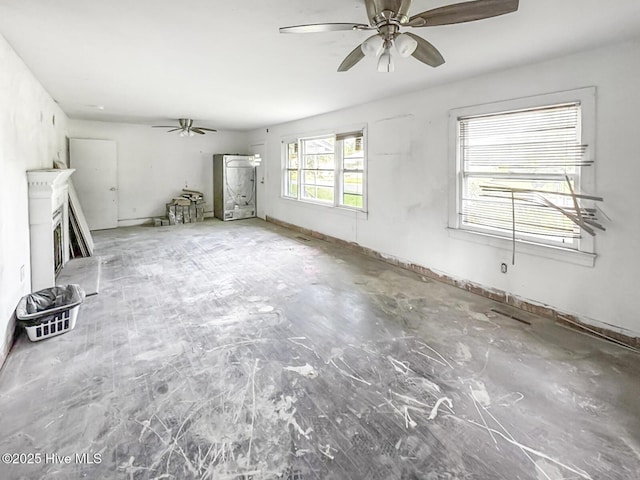 101 W Pearl St, Aulander, NC 27805 - unfurnished living room with ceiling fan and baseboards