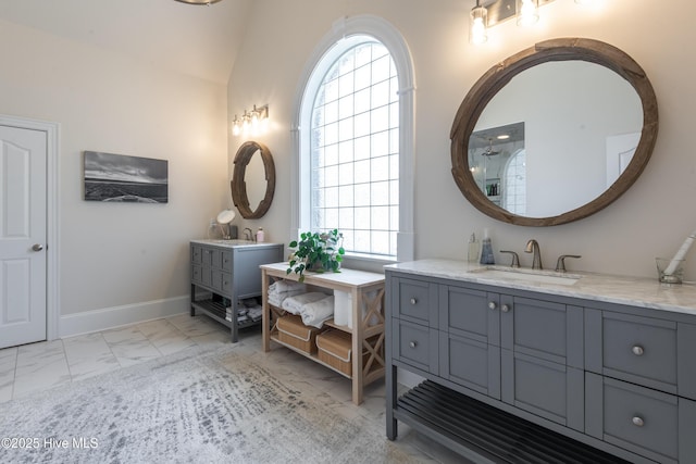 509 Westminster Cir, Greenville, NC 27858 - full bathroom featuring marble finish flooring, baseboards, and two vanities