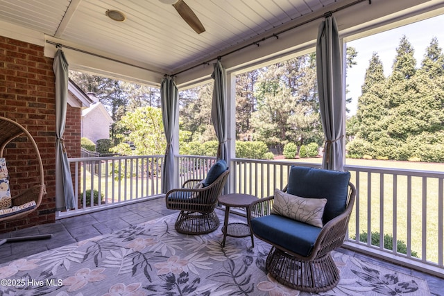 509 Westminster Cir, Greenville, NC 27858 - sunroom featuring a ceiling fan
