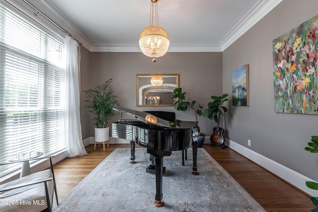 509 Westminster Cir, Greenville, NC 27858 - office space featuring a chandelier, crown molding, baseboards, and wood finished floors