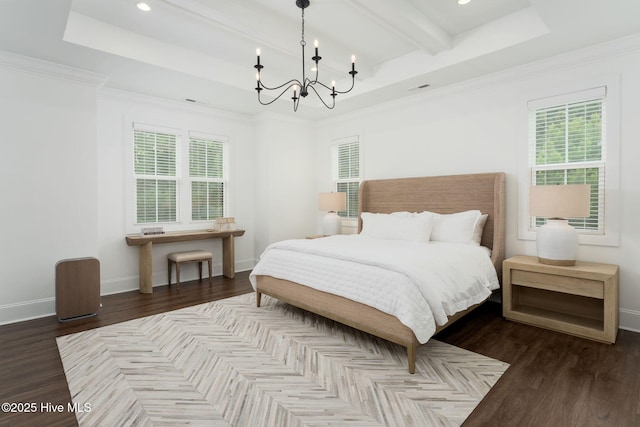 204 N Sea Lily Ct, Hampstead, NC 28443 - bedroom with a chandelier, multiple windows, wood finished floors, baseboards, and recessed lighting
