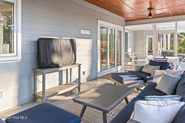177 National Dr, Pinehurst, NC 28374 - view of patio featuring a ceiling fan, outdoor dining area, and an outdoor living space