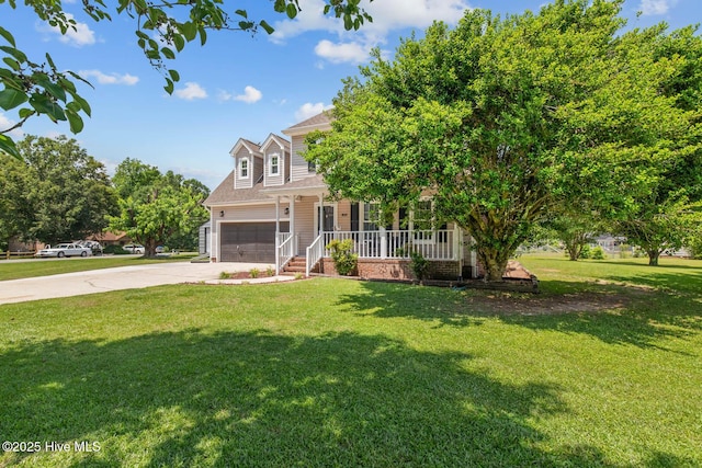 815 Gadwell Loop, Jacksonville, NC 28540 - view of front of property featuring a porch, concrete driveway, a front yard, a garage, and roof with shingles