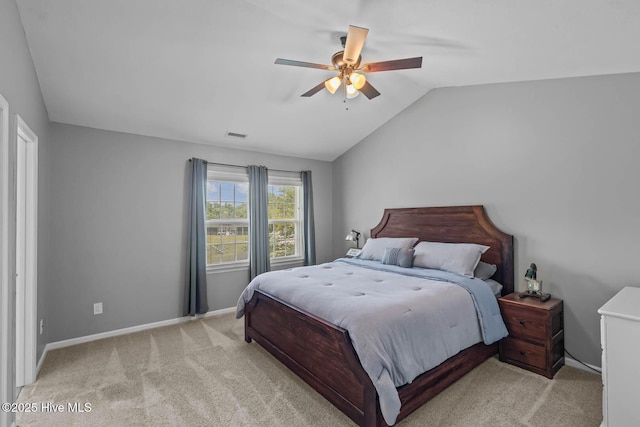 815 Gadwell Loop, Jacksonville, NC 28540 - bedroom featuring vaulted ceiling, carpet, a ceiling fan, and baseboards