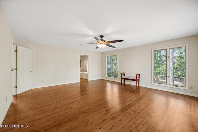 7 Prichard Ln, Pinehurst, NC 28374 - empty room featuring hardwood / wood-style flooring, ceiling fan, and baseboards