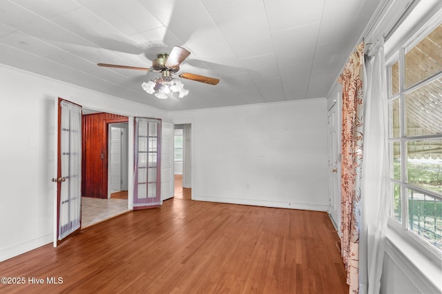1704 Charlotte Ave, Kinston, NC 28501 - empty room with plenty of natural light, wood finished floors, a ceiling fan, and baseboards