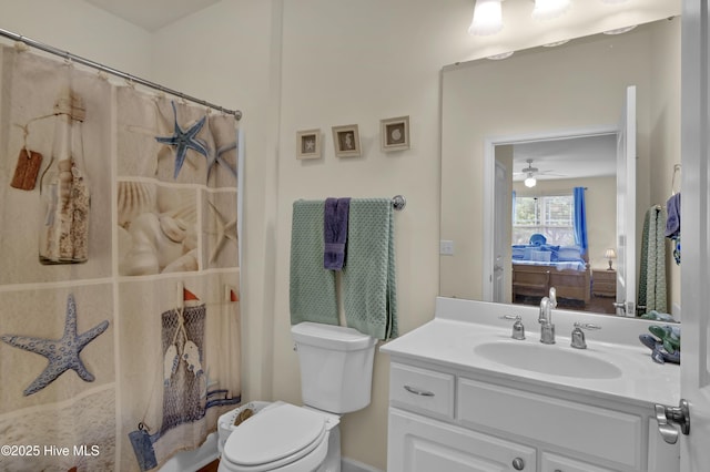 395 S Crow Creek Dr Unit 2306, Calabash, NC 28467 - bathroom with toilet, vanity, and a ceiling fan