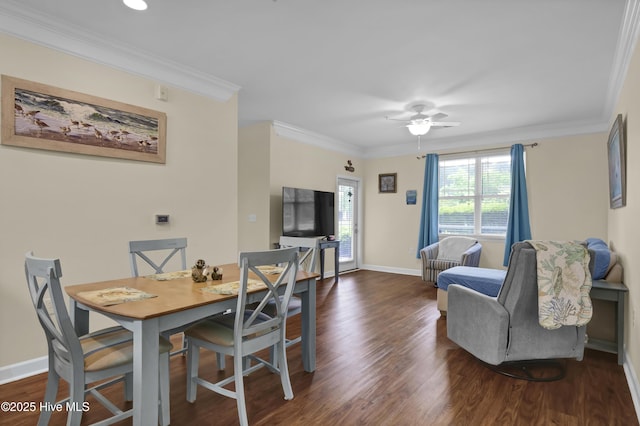 395 S Crow Creek Dr Unit 2306, Calabash, NC 28467 - dining space with wood finished floors, crown molding, baseboards, and a ceiling fan