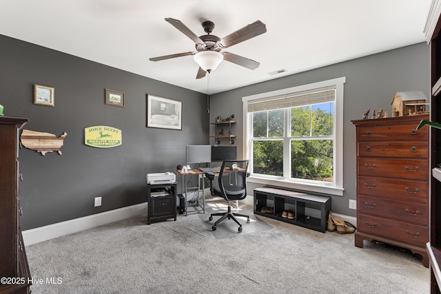 157 Heritage Way, Hampstead, NC 28443 - home office with carpet flooring, ceiling fan, and baseboards