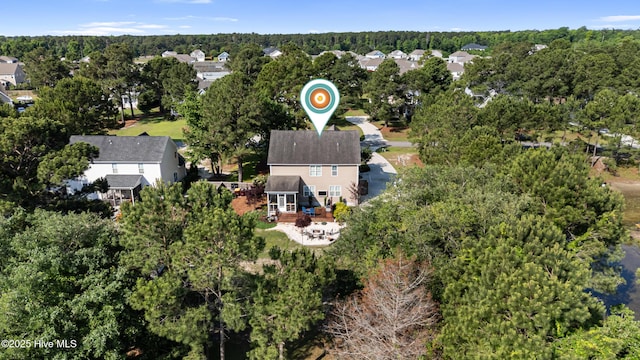 157 Heritage Way, Hampstead, NC 28443 - aerial view of property's location with a heavily wooded area and nearby suburban area