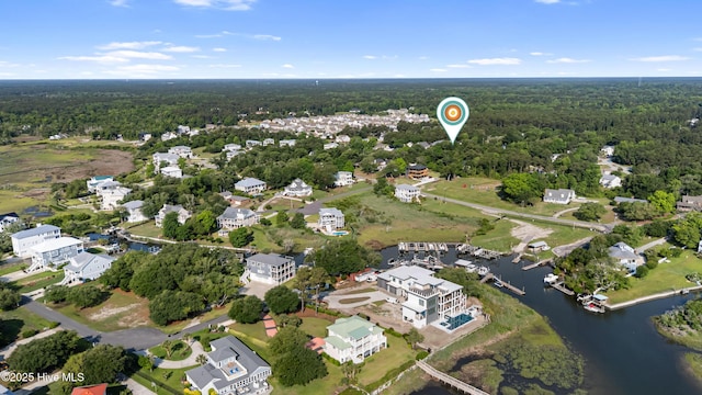157 Heritage Way, Hampstead, NC 28443 - aerial overview of property's location featuring a forest and a nearby body of water