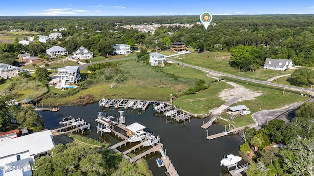 157 Heritage Way, Hampstead, NC 28443 - aerial view of property and surrounding area featuring a large body of water and a forest