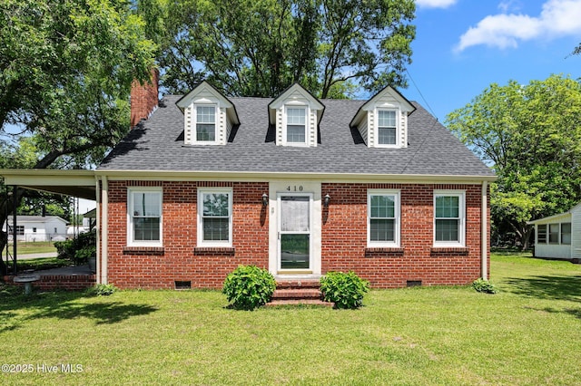 410 Craven St, Bath, NC 27808 - cape cod house featuring crawl space, a shingled roof, and brick siding