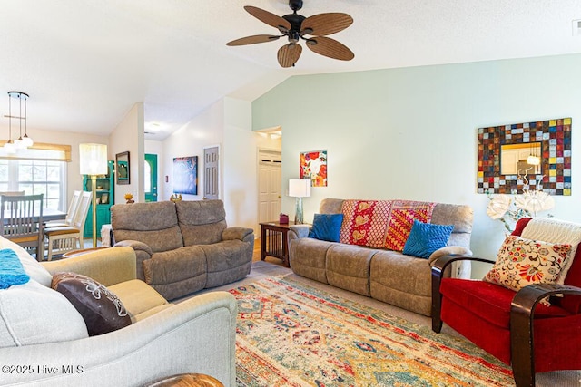 2 Beryl Cir, Pinehurst, NC 28374 - living room with lofted ceiling and ceiling fan
