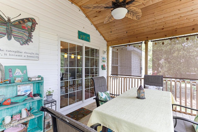 2 Beryl Cir, Pinehurst, NC 28374 - sunroom with lofted ceiling, ceiling fan, plenty of natural light, and outdoor dining area