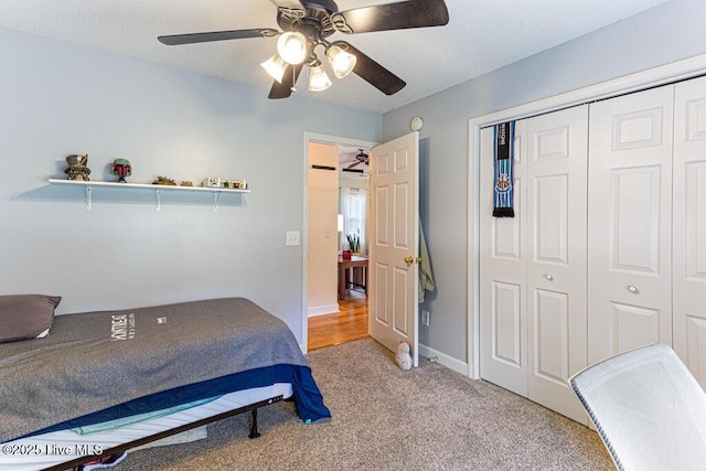 2 Beryl Cir, Pinehurst, NC 28374 - bedroom featuring light colored carpet, a closet, and ceiling fan