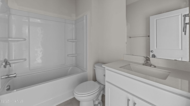 205 Lake Tyler Dr, New Bern, NC 28560 - bathroom featuring toilet, vanity,  shower combination, and tile patterned floors