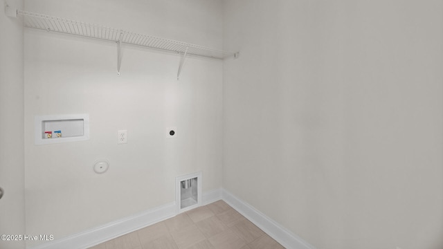205 Lake Tyler Dr, New Bern, NC 28560 - washroom featuring hookup for an electric dryer, washer hookup, baseboards, hookup for a gas dryer, and light flooring