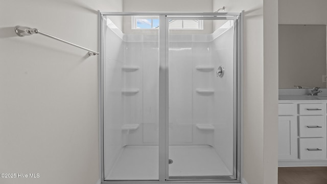 205 Lake Tyler Dr, New Bern, NC 28560 - bathroom featuring a shower stall and baseboards