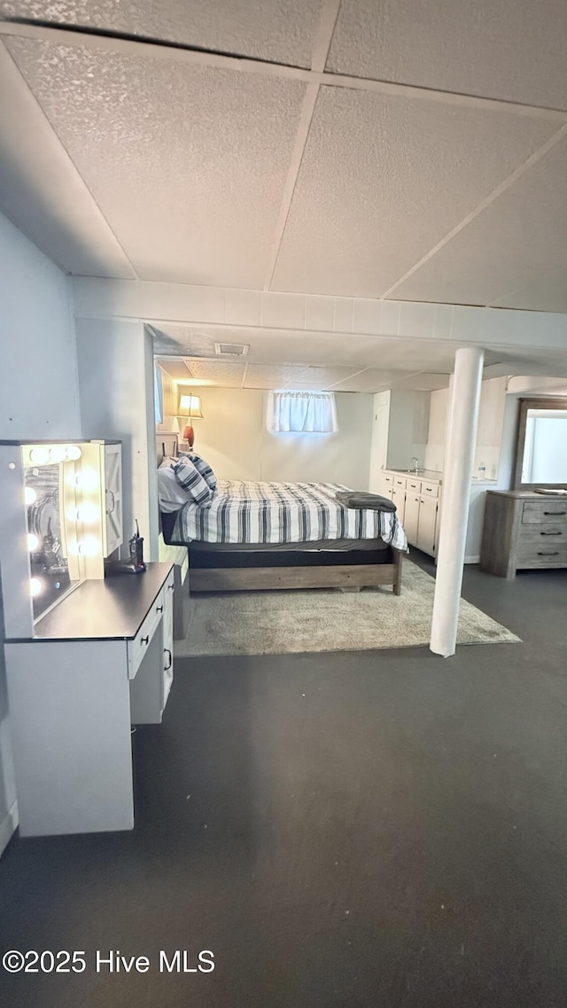 308 Terry St, Hamlet, NC 28345 - bedroom with finished concrete floors
