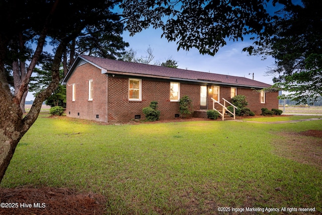 1363 Robert Everett Rd, Robersonville, NC 27871 - ranch-style house with crawl space, brick siding, and a front lawn