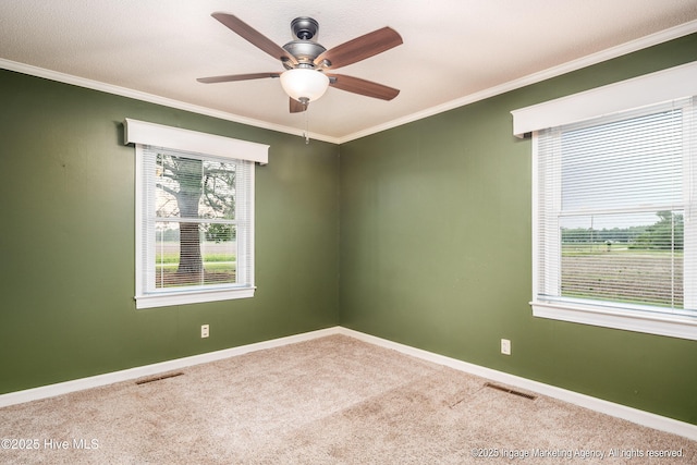 1363 Robert Everett Rd, Robersonville, NC 27871 - carpeted empty room featuring crown molding, a ceiling fan, and baseboards