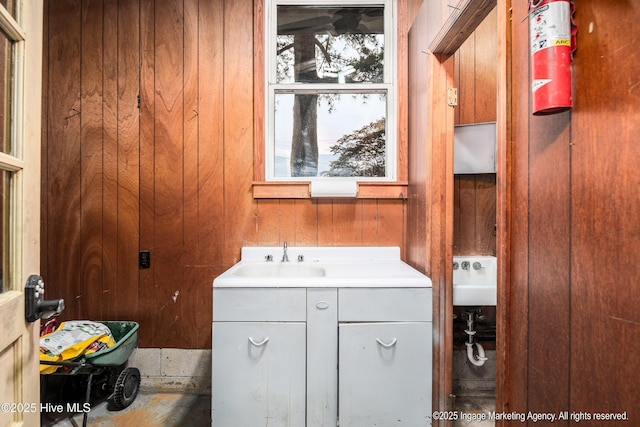 1363 Robert Everett Rd, Robersonville, NC 27871 - washroom with a sink, wooden walls, and healthy amount of natural light