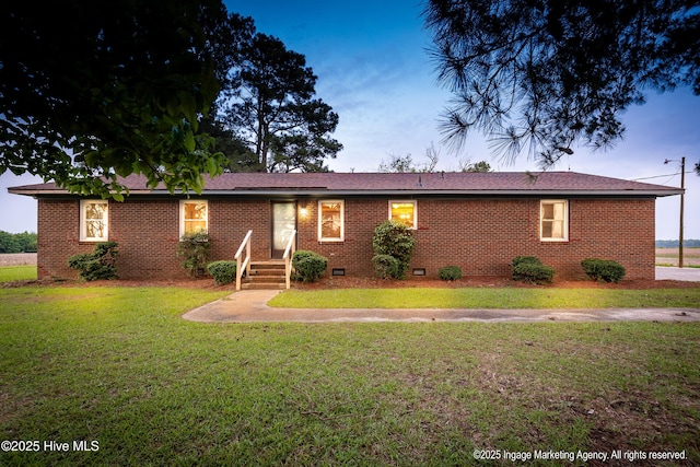 1363 Robert Everett Rd, Robersonville, NC 27871 - single story home featuring a front lawn, crawl space, and brick siding