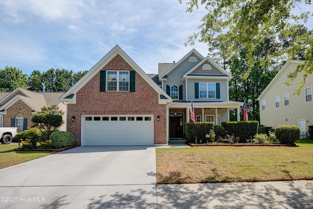 4029 Berberis Way, Wilmington, NC 28412 - traditional-style house featuring driveway, a front yard, brick siding, and a garage