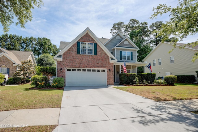 4029 Berberis Way, Wilmington, NC 28412 - traditional-style house featuring concrete driveway, an attached garage, a front lawn, and brick siding