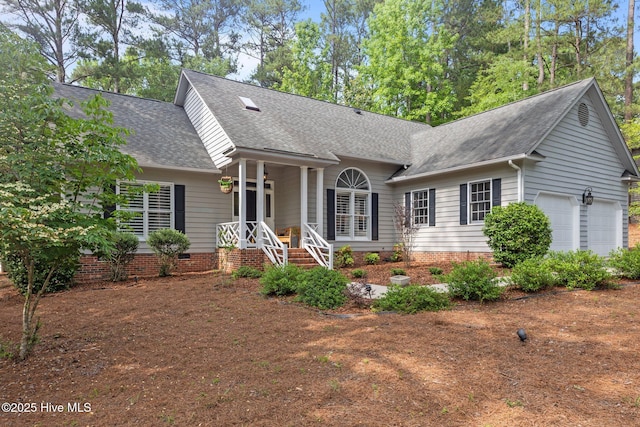 3 Merion Cir, Pinehurst, NC 28374 - single story home with roof with shingles, a porch, a garage, and crawl space