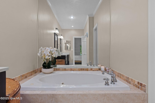 3 Merion Cir, Pinehurst, NC 28374 - full bath with a tub with jets, vanity, crown molding, and ensuite bath