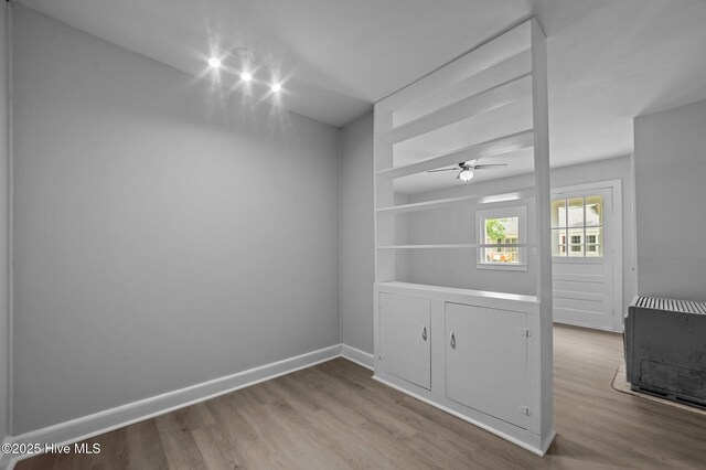 306 Oak Dr, Tarboro, NC 27886 - unfurnished dining area with ceiling fan, wood finished floors, and baseboards